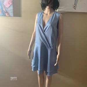 Cooper st size 6 light blue ruffle low v neck